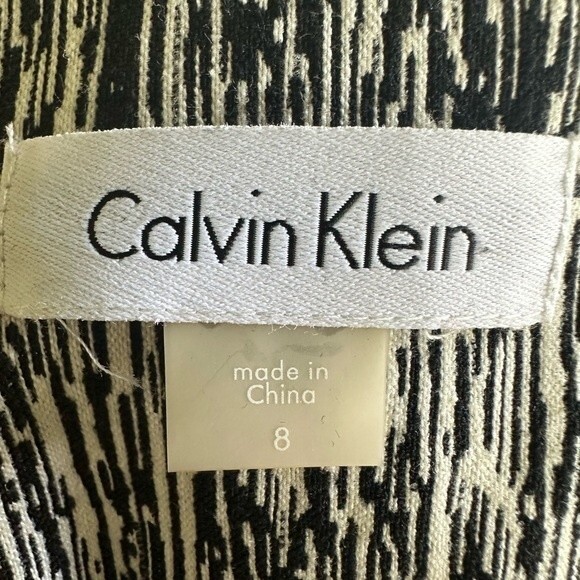 Calvin Klein Women's Sleeveless Black White Stretched Textured Shift Dress 8 - Picture 6 of 6